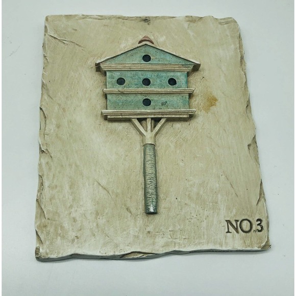 Hen Feathers 3-D Bird Houses 6x5” Cast Resin Plaques -Set Of 3- Wall Decor A1 - Picture 5 of 7